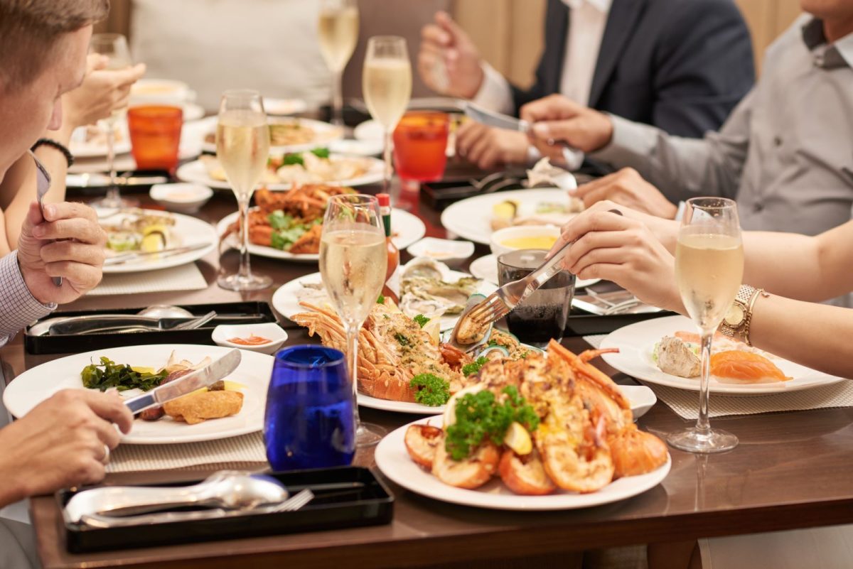 Friends enjoying dinner