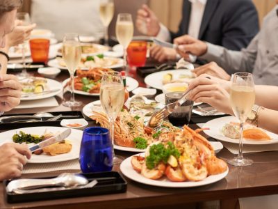 Friends enjoying dinner
