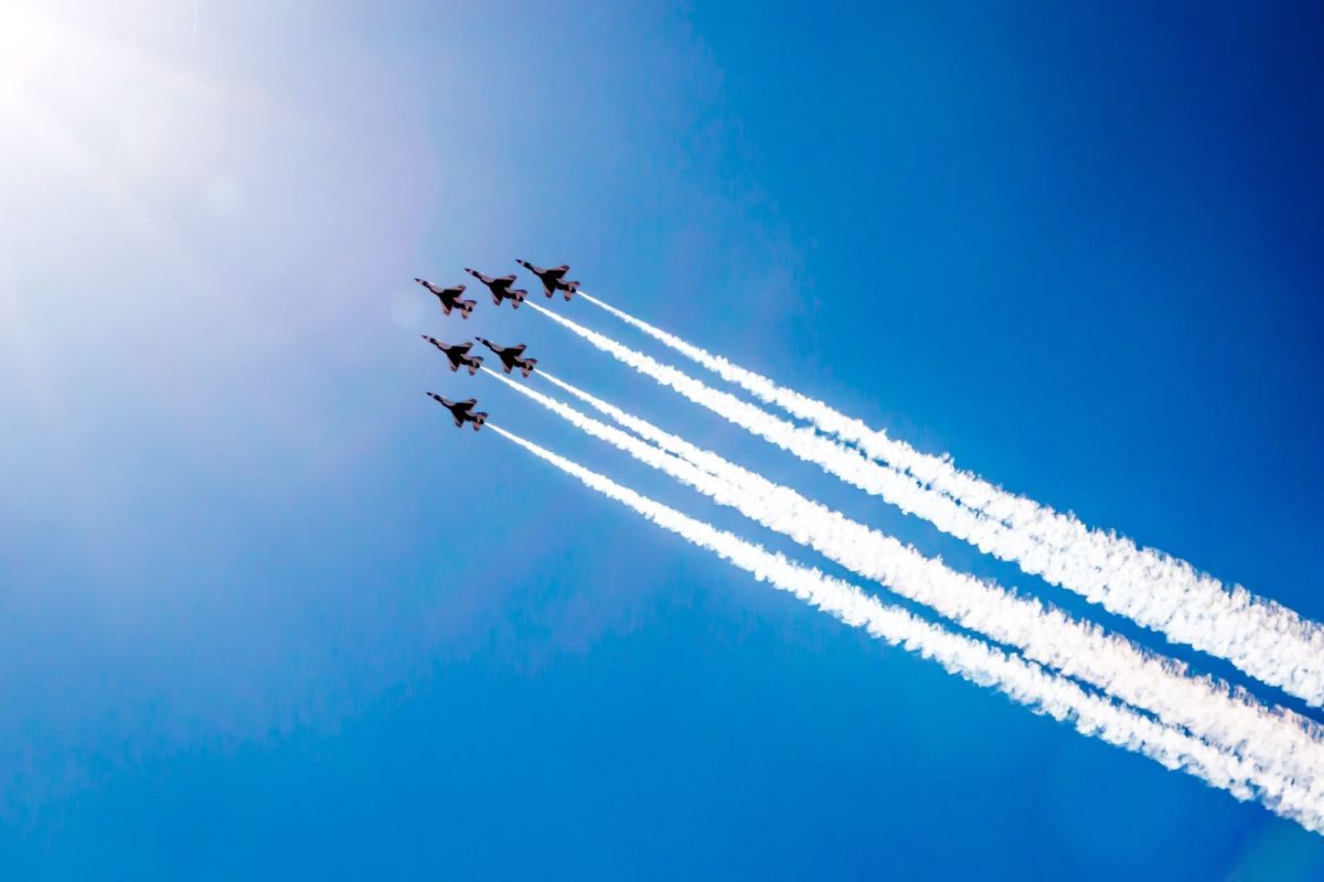 planes flying in blue sky in Ocean City MD airshow